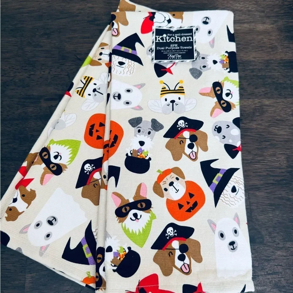 Halloween Costume Dogs 2-pc Dish Towels Set